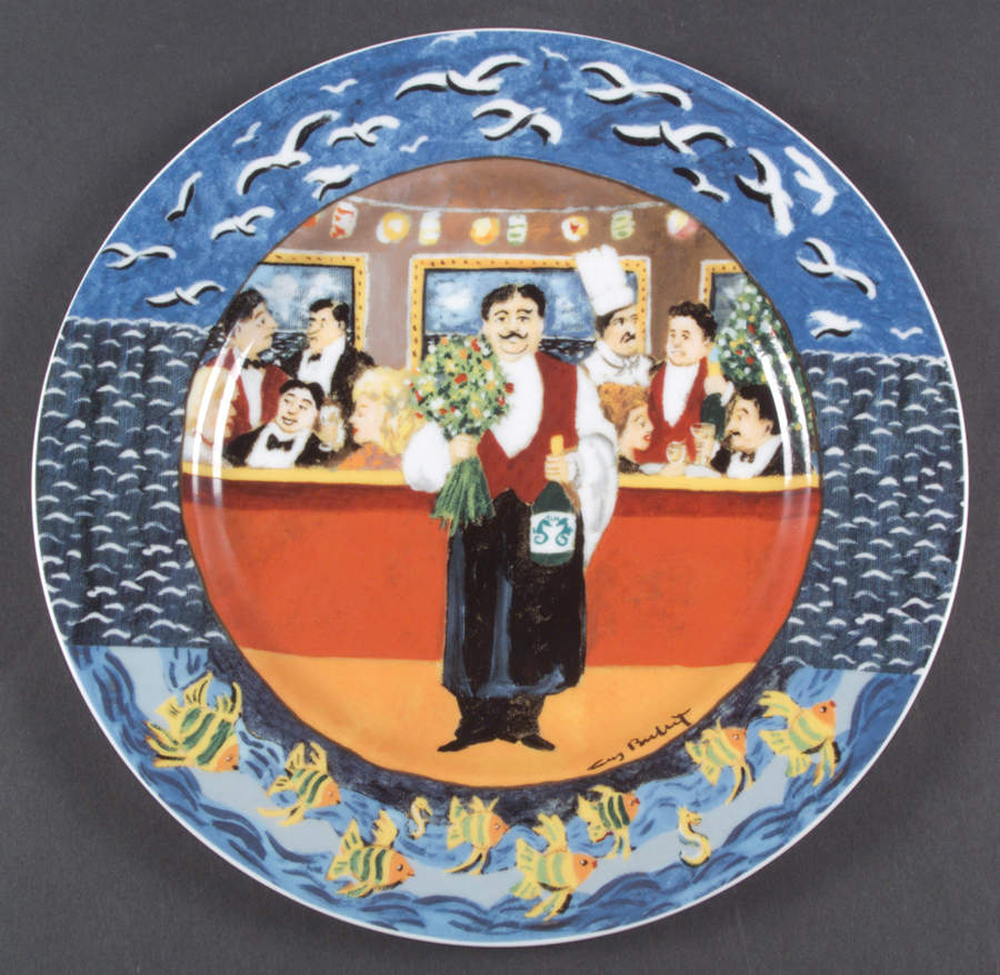 Symphony in Blue Dinner Plate by Guy Buffet-1