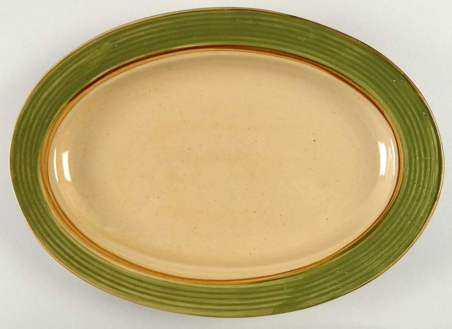 Rustic Green 13" Oval Serving Platter by Gourmet Expressions-1