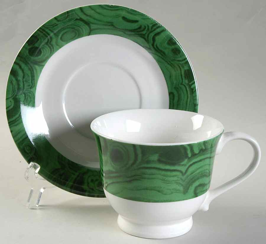Malachite Footed Cup & Saucer Set by Gibson Designs-1