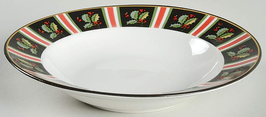 Holly Stripe Rim Soup Bowl by Gibson Designs-1