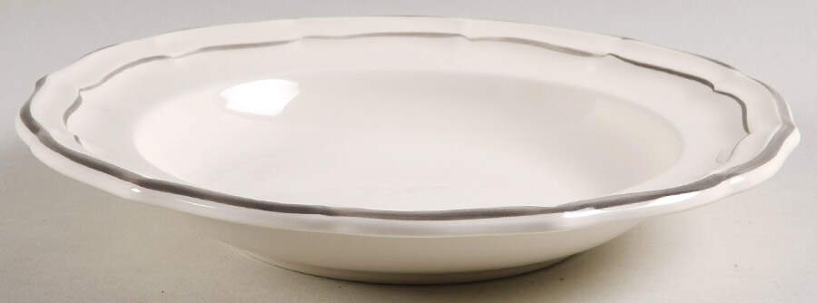 Filets Chocolats (Gray and Taupe) Rim Soup Bowl by Faiencerie De Gien-1