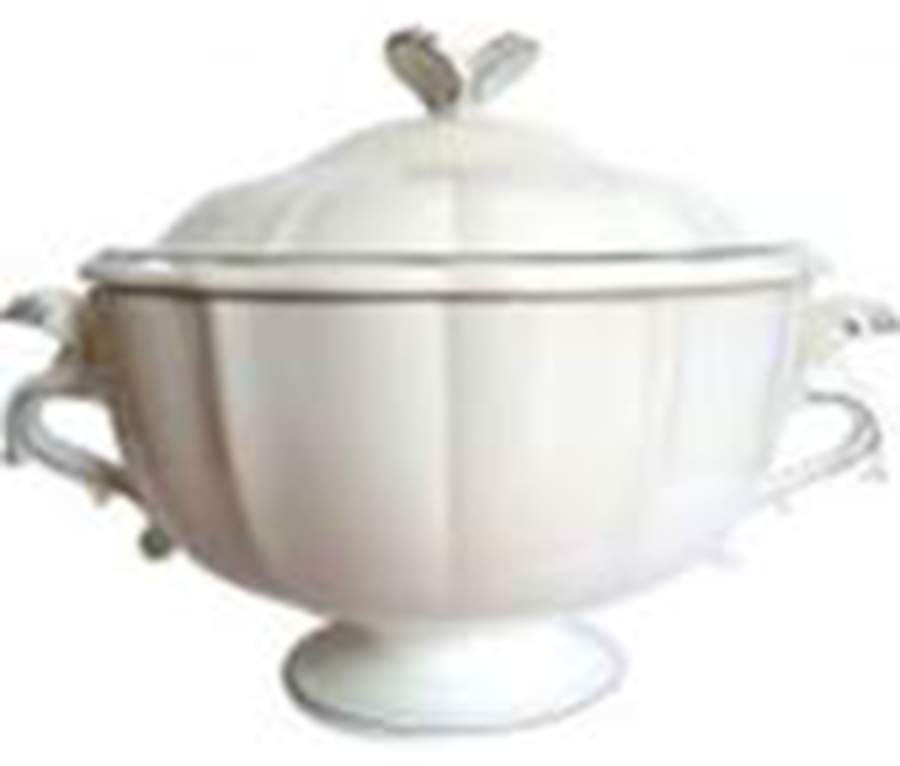 Filets Chocolats (Gray and Taupe) Tureen &  Lid by Faiencerie De Gien-1