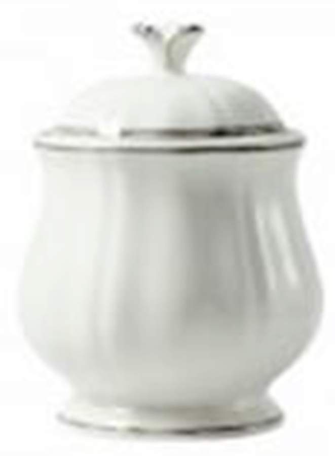 Filets Chocolats (Gray and Taupe) Sugar Bowl & Lid by Faiencerie De Gien-1
