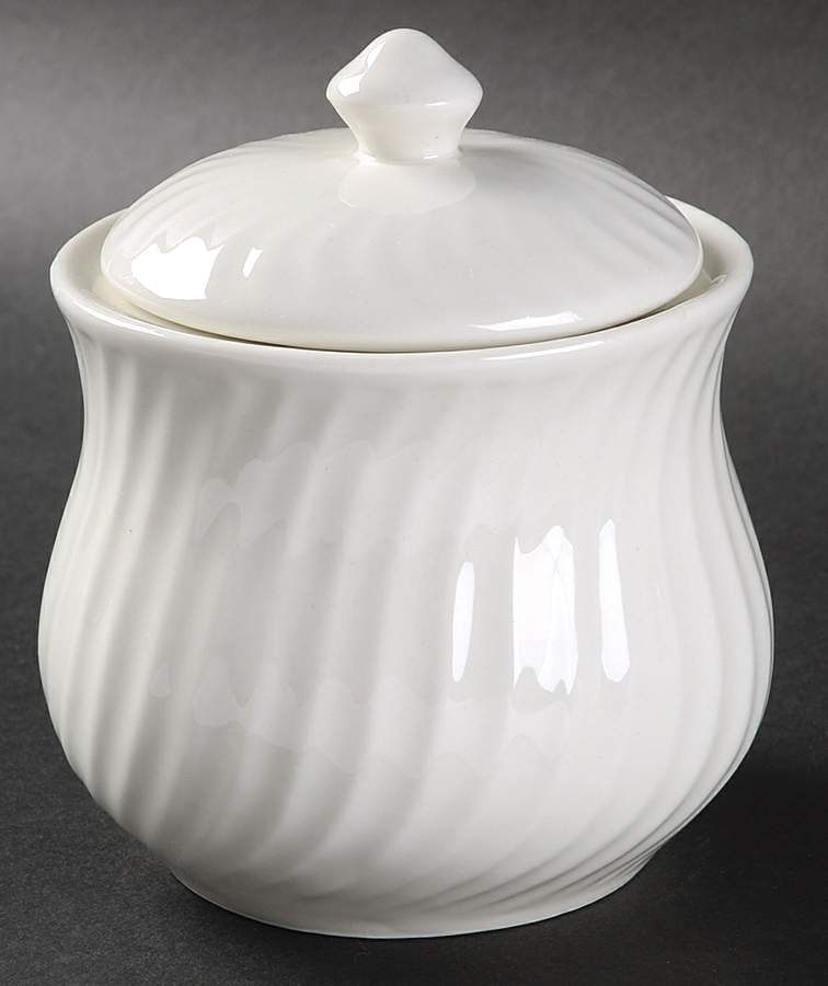Regent White Sugar Bowl & Lid by Gourmet Expressions-1