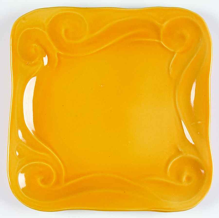 Free Form Mustard Square Dinner Plate by Gail Pittman-1