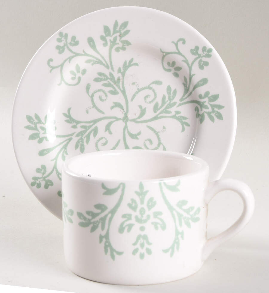 Jade Green Flat Cup & Saucer Set by Gorham-1