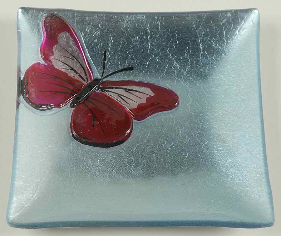 Butterfly Menagerie 6" Glassware Square Plate by Gorham-1