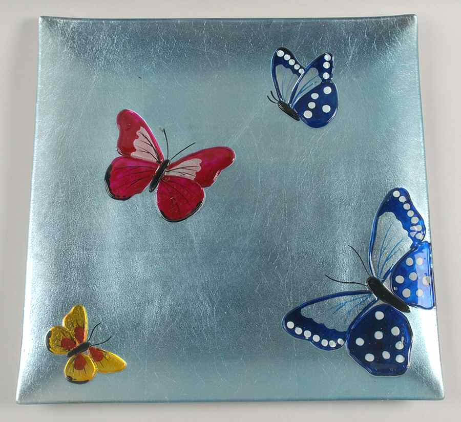 Butterfly Menagerie 14" Glassware Square Platter by Gorham-1