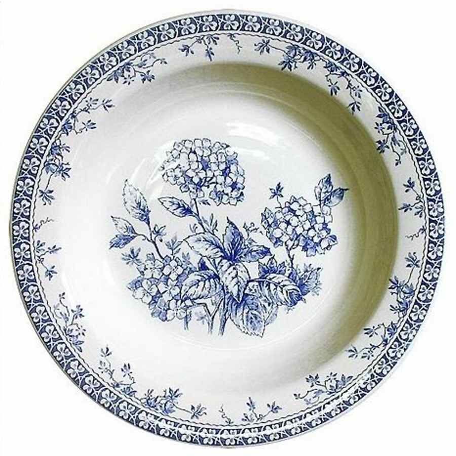 Hortensia Large Rim Soup Bowl by Faiencerie De Gien-1