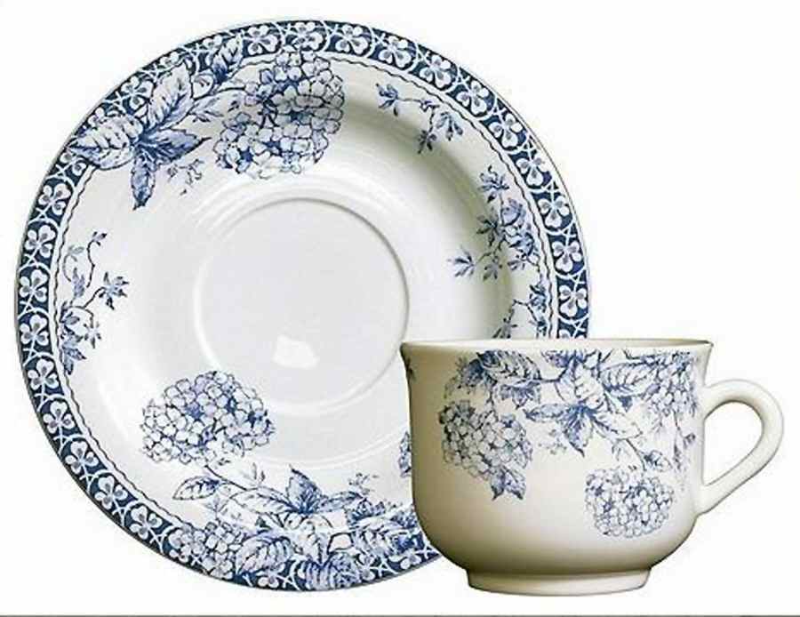 Hortensia Breakfast Cup & Saucer Set by Faiencerie De Gien-1