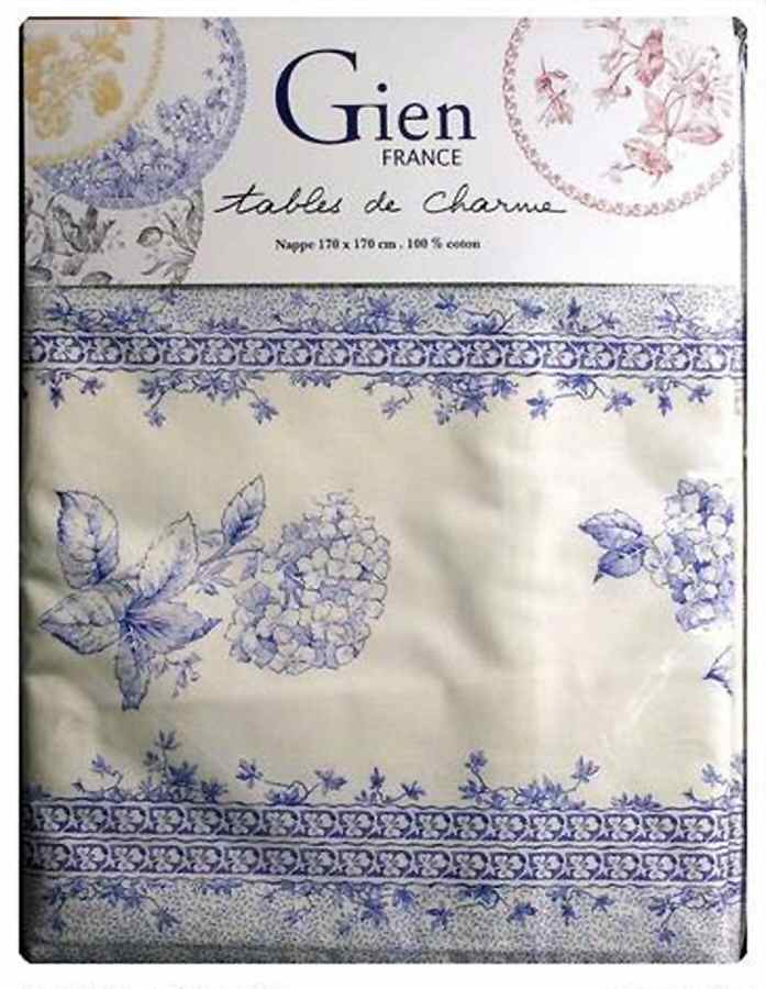 Hortensia 68" Square Tablecloth by Faiencerie De Gien-1