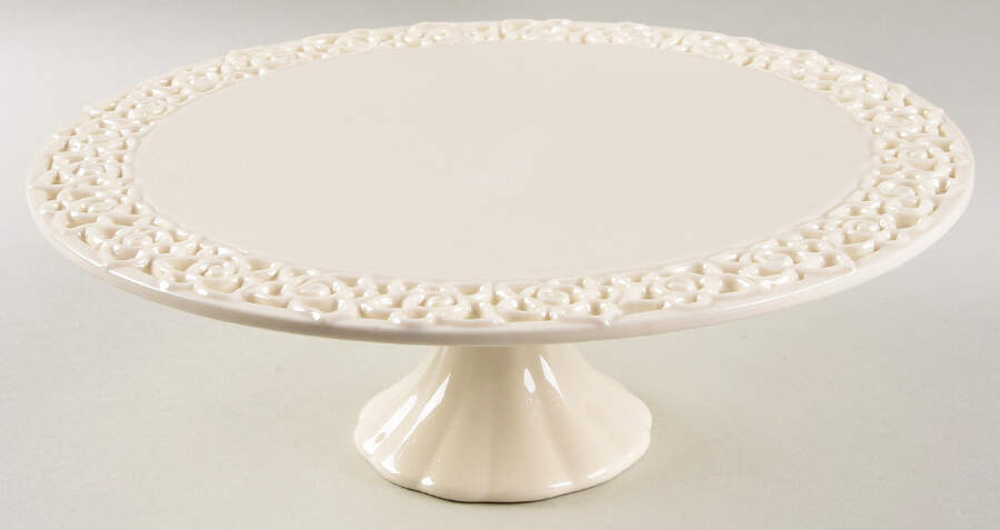 Cream Lace 10" Diameter Pedestal Cake Stand by Godinger-1