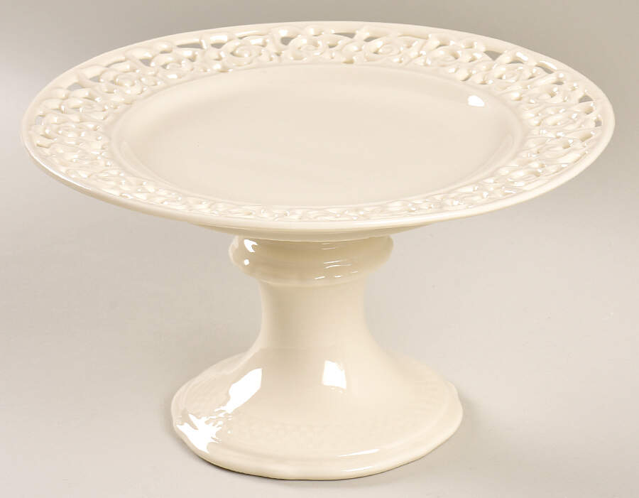 Cream Lace 8" Diameter Pedestal Cake Stand by Godinger-1