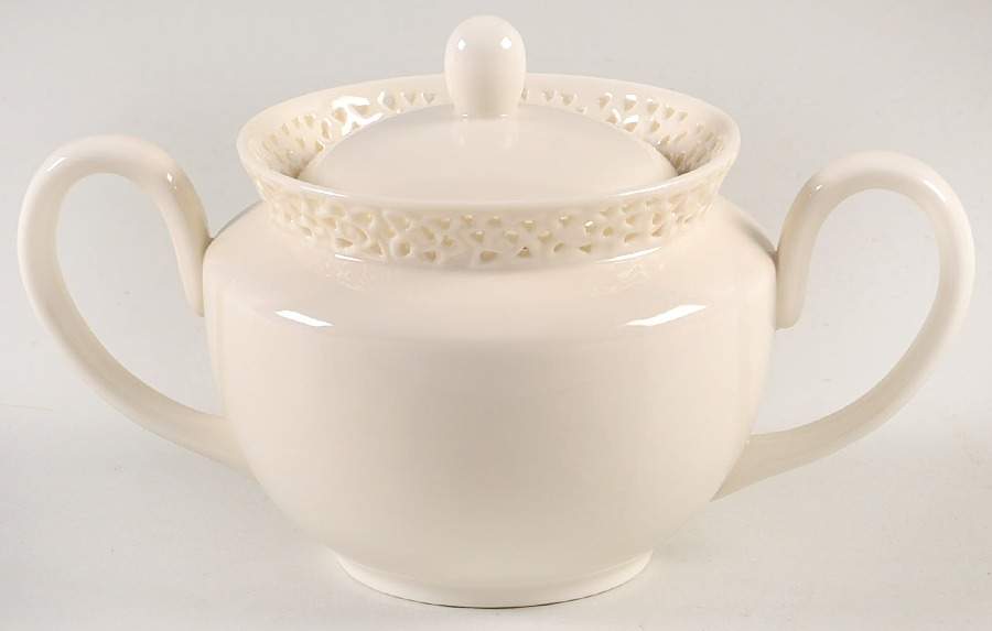Cream Lace Sugar Bowl & Lid by Godinger-1
