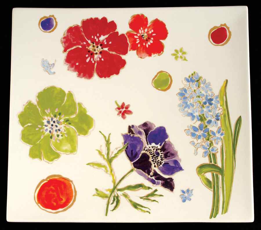 Jacinthe 11" Square Plate by Faiencerie De Gien-1