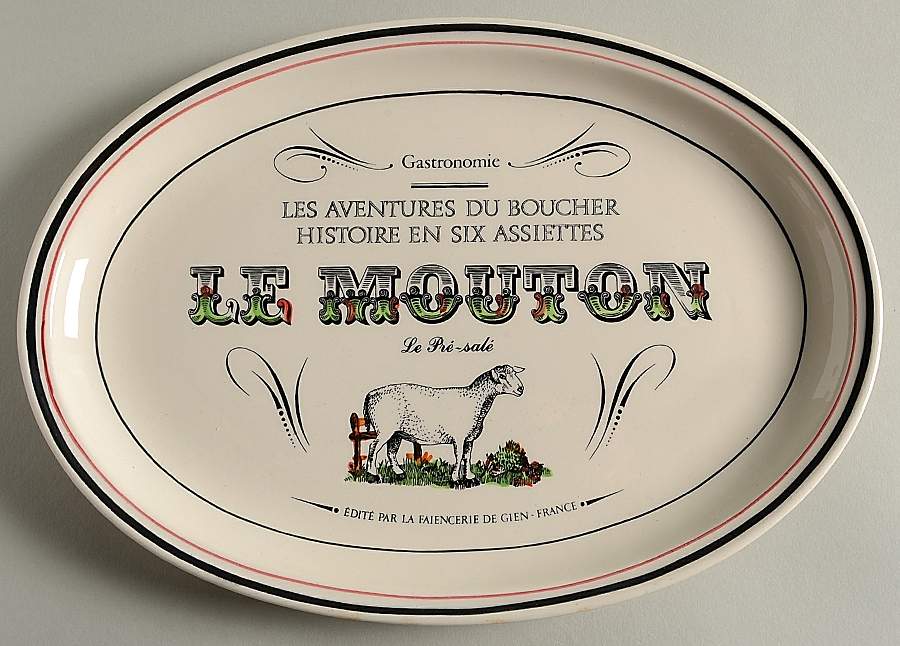 Les Aventures du Boucher 12" Oval Serving Platter by Faiencerie De Gien-1