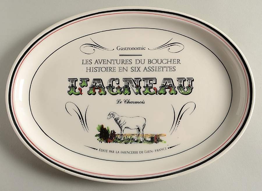 Les Aventures du Boucher 12" Oval Serving Platter by Faiencerie De Gien-1