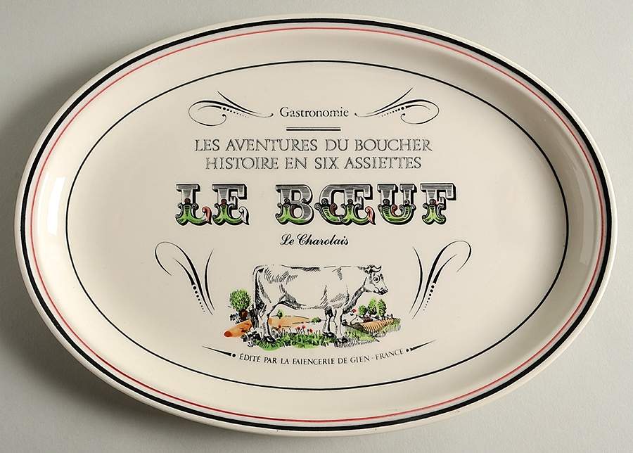 Les Aventures du Boucher 12" Oval Serving Platter by Faiencerie De Gien-1