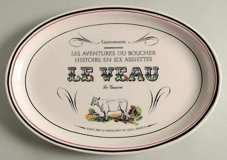 Les Aventures du Boucher 12" Oval Serving Platter by Faiencerie De Gien-1