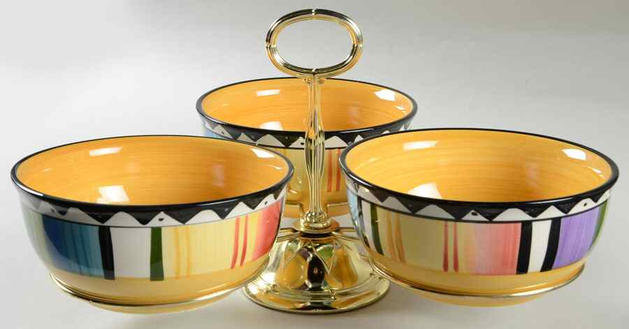 Fandango 7" x 12" 3-Part Relish & Metal Stand (CERC) HC by Gibson Designs-1