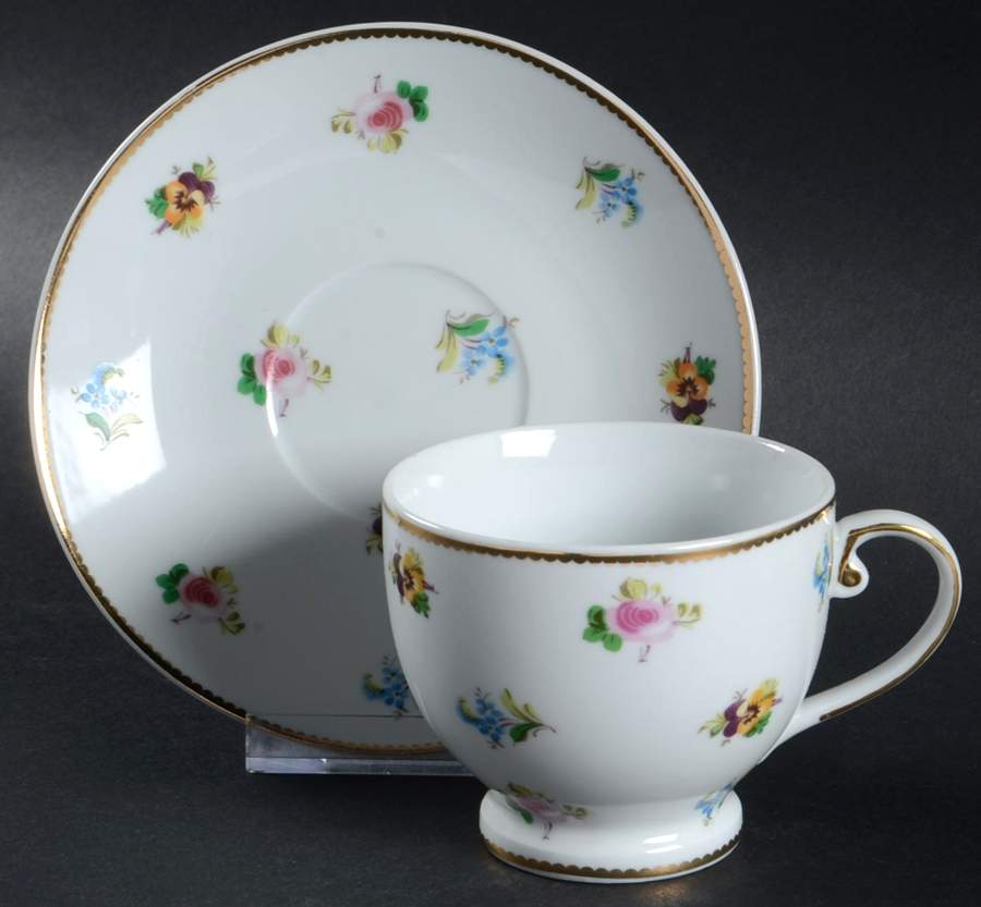 Rosebud Footed Cup & Saucer Set by Godinger-1