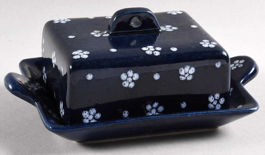 Dirndl Blue Rectangular Covered Butter by Gmundner Austria-1