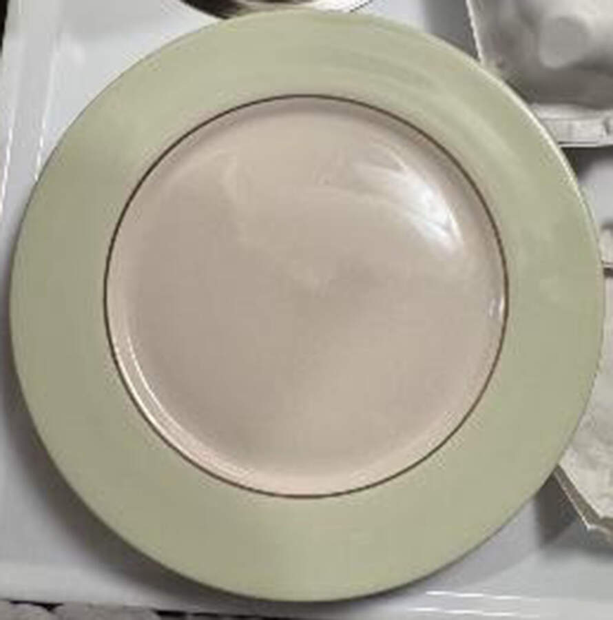 Metro Band Soft Green Dinner Plate by Gibson Designs-1