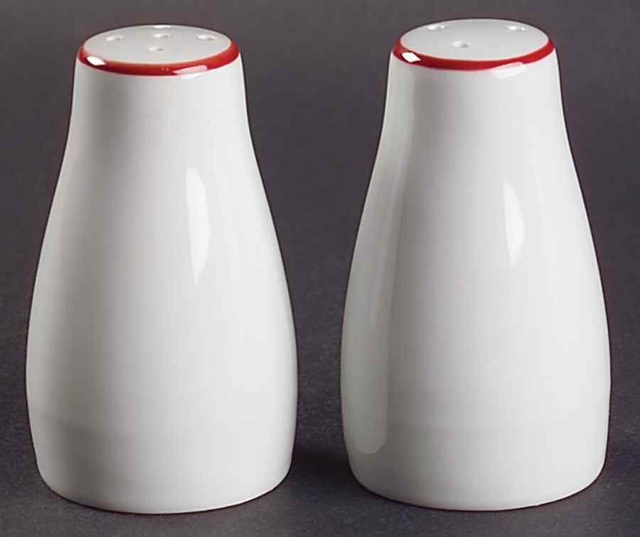 Vibes Red Banded (Round) Salt & Pepper Set by Gibson Designs-1