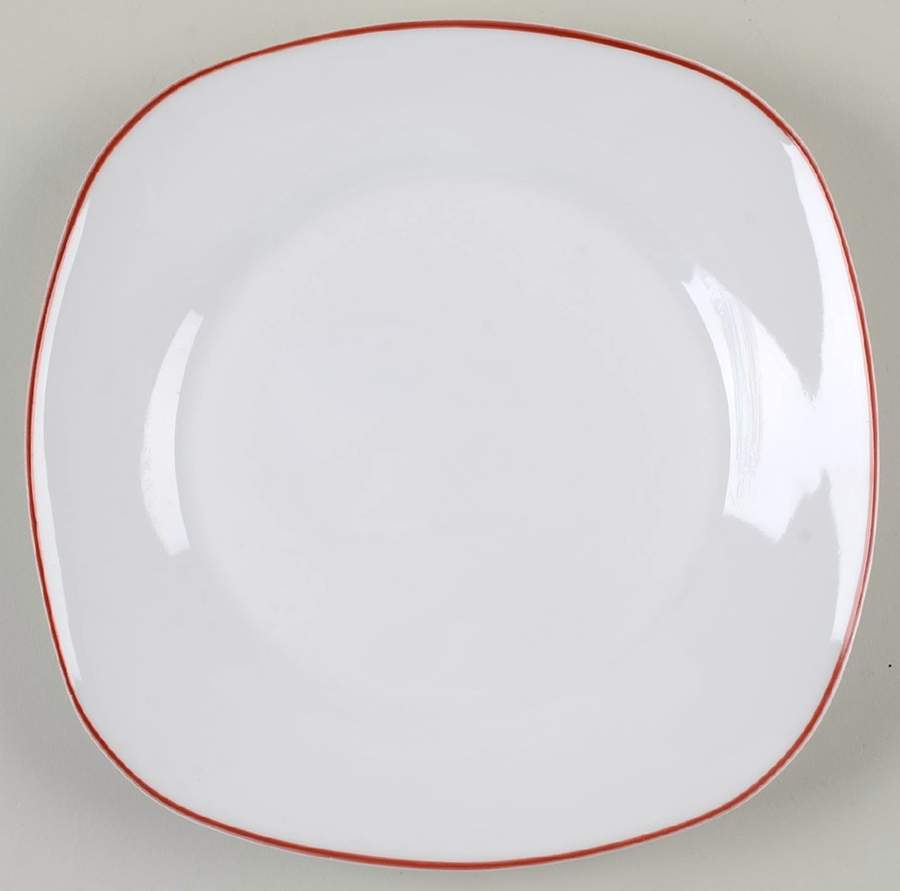 Vibes Red Banded (Square) Salad/Dessert Plate by Gibson Designs-1