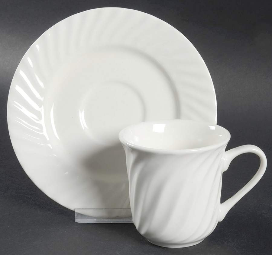 White Tides Flat Cup & Saucer Set by Gibson Designs-1