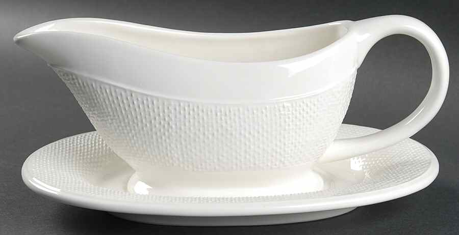 Linen Gravy Boat & Underplate by Gibson Designs-1