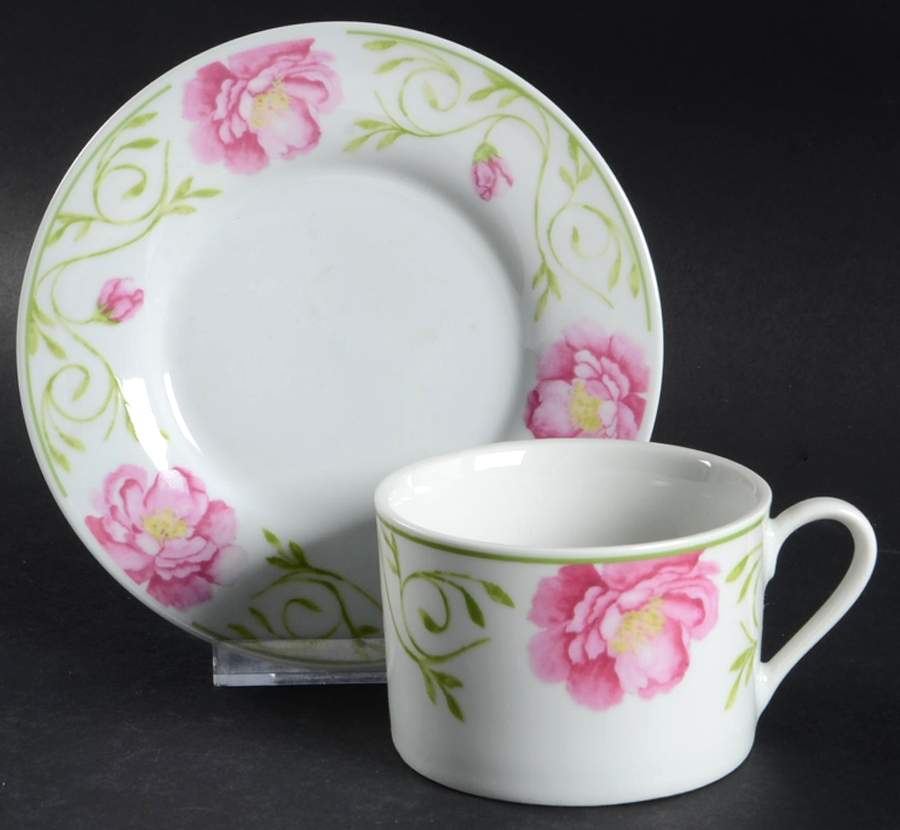 Grandiflora Flat Cup & Saucer Set by Gibson Designs-1