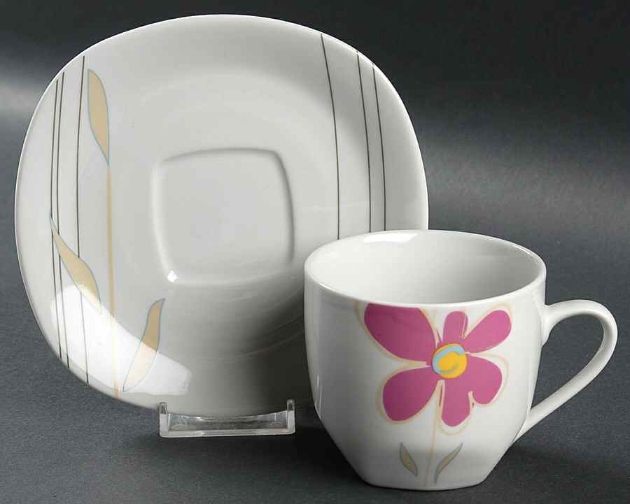 Sunset Daisy Flat Cup & Saucer Set by Gibson Designs-1