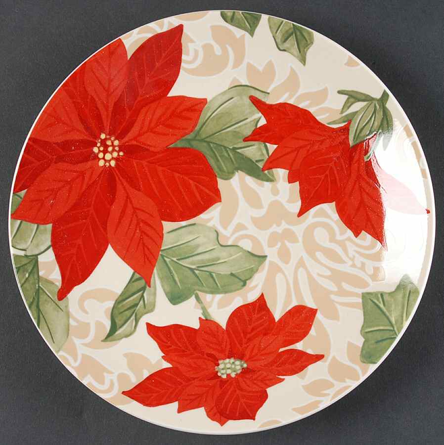 Poinsettia Rhapsody Salad/Dessert Plate by Gibson Designs-1
