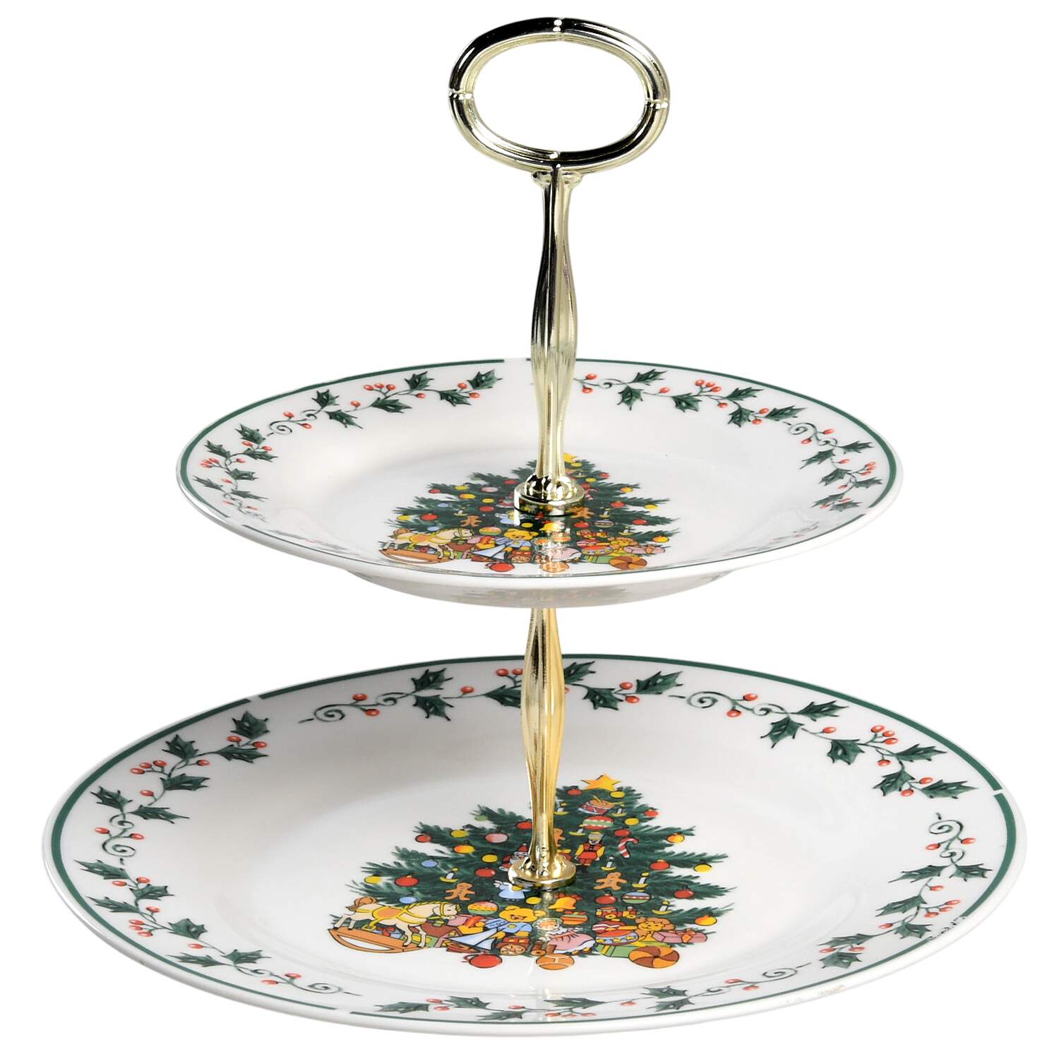 Tree Trimmings 6 5/8"-10"  2 Tiered Serving Tray (Dp, Sp) HC by Gibson Designs-1