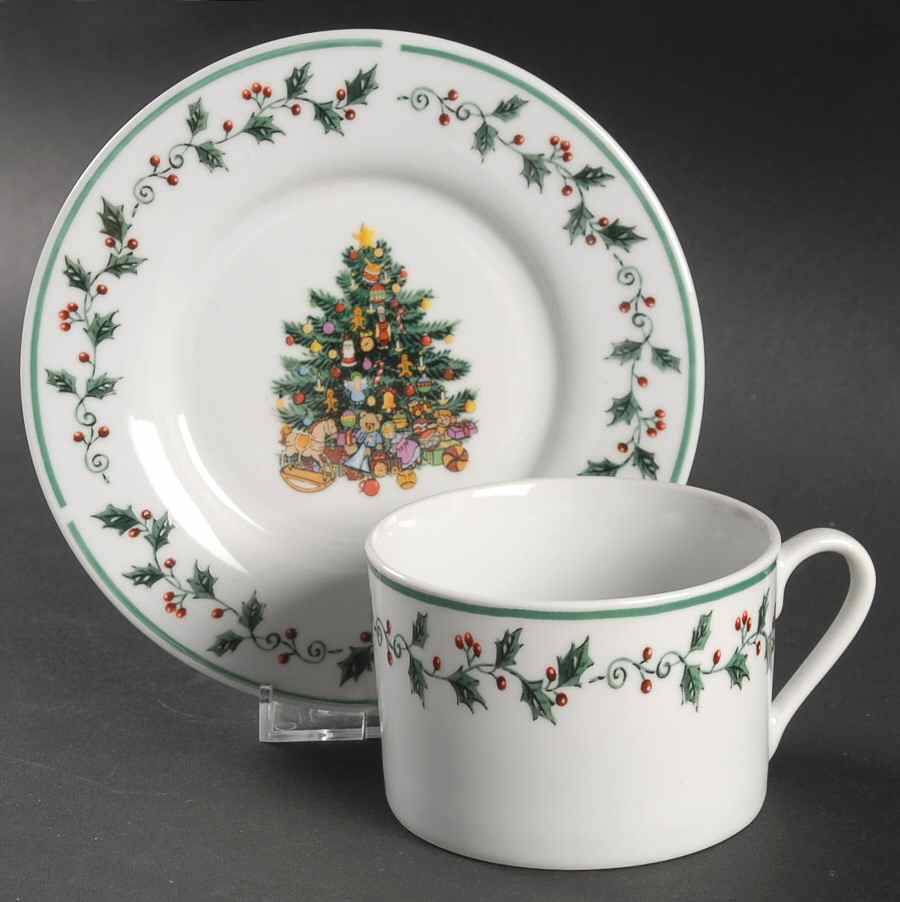 Tree Trimmings Flat Cup & Saucer Set by Gibson Designs-1