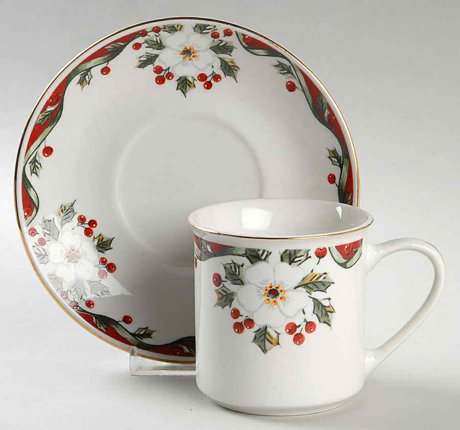 Winter Belle Flat Cup & Saucer Set by Gibson Designs-1