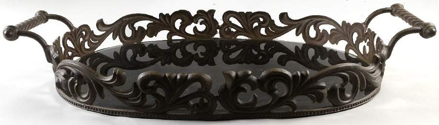 Cream 24" Handled Oval Tray by GG Collection-1