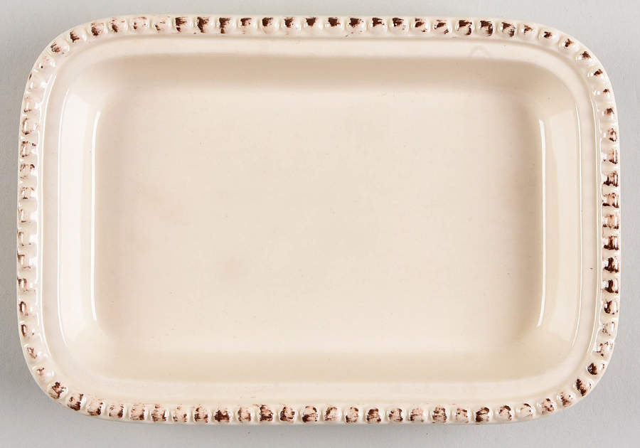 Cream Ceramic Base for Rectangular Butter w/Metal Tray by GG Collection-1