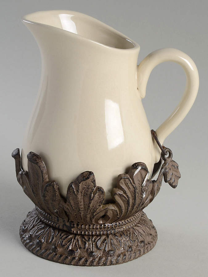 Cream 20 Oz Pitcher W/Metal Stand by GG Collection-1