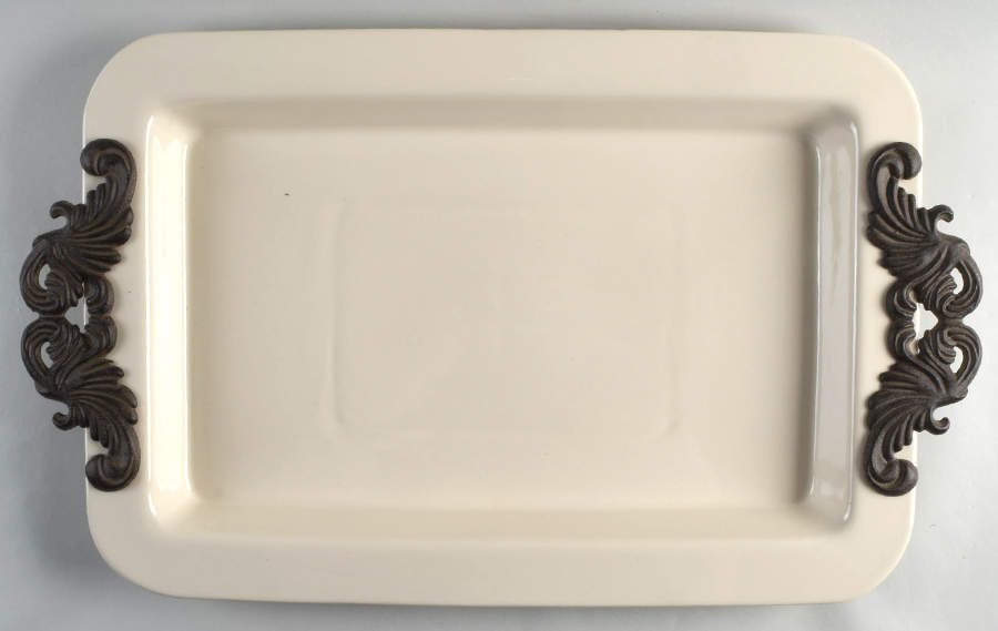 Cream Handled Serving Tray by GG Collection-1