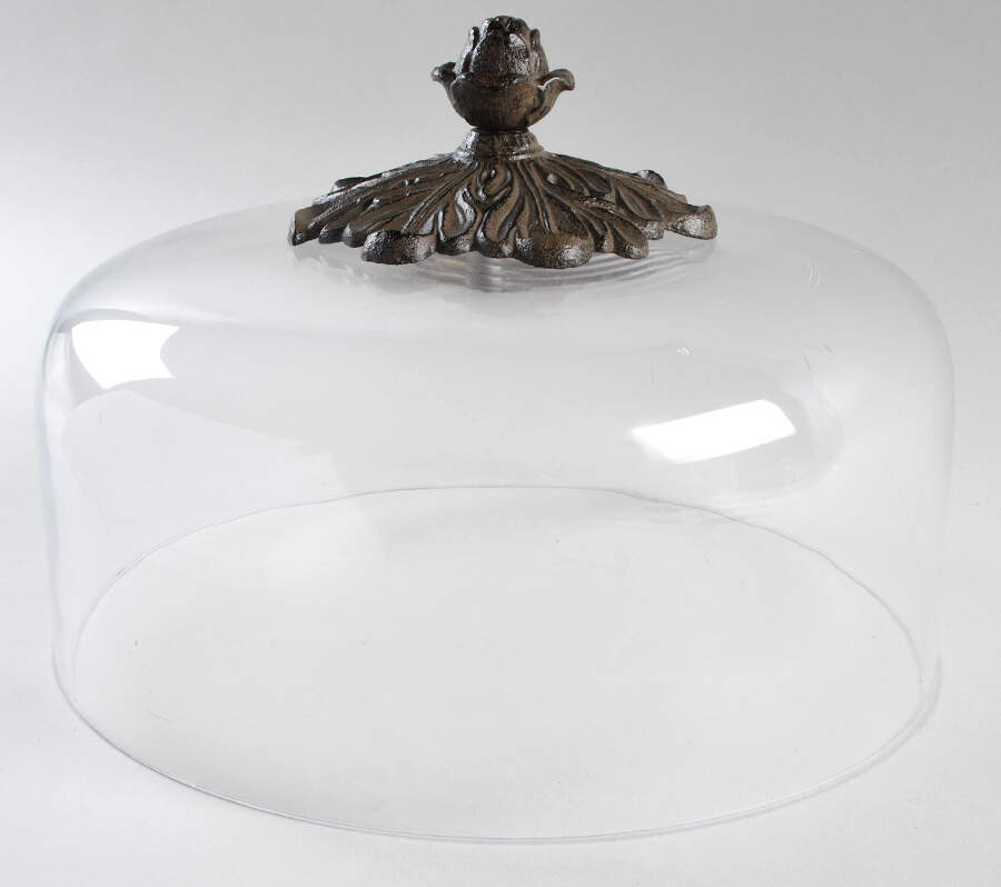Cream Glass Dome for Pie Serving Plate W/Dome & Metal St by GG Collection-1