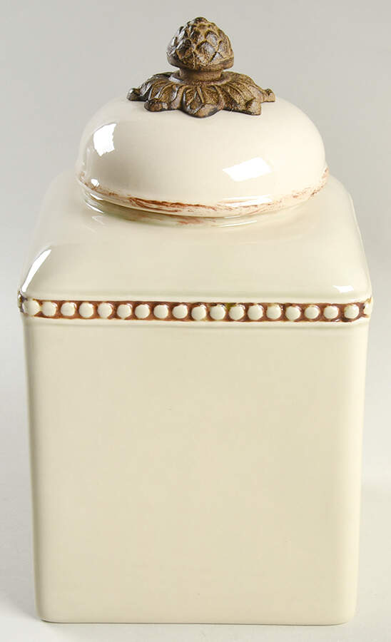 Cream Medium Canister & Lid by GG Collection-1