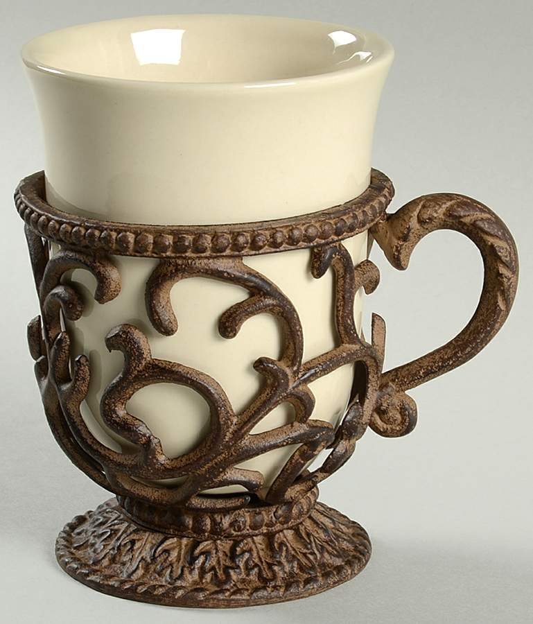 Cream Mug Holder & China Insert by GG Collection-1
