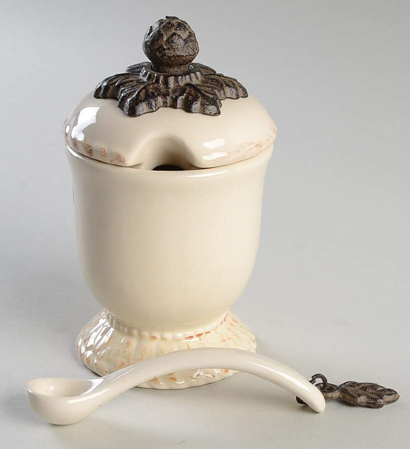 Cream Sugar Bowl & Lid W/Spoon by GG Collection-1