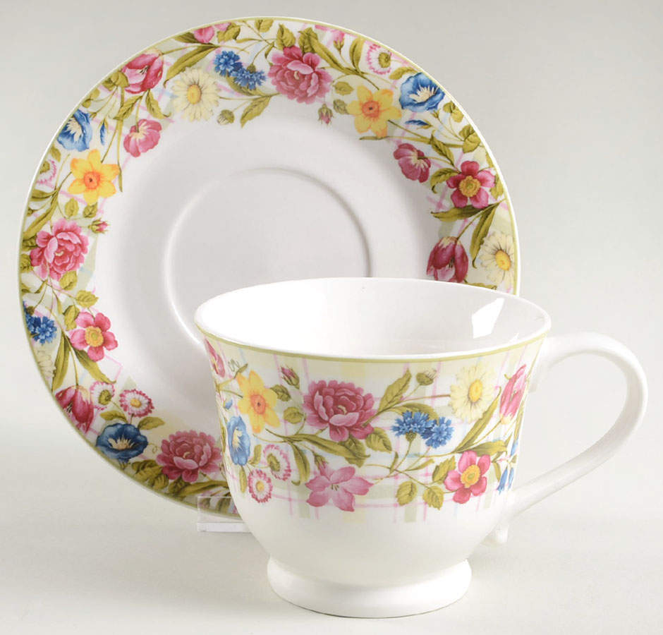 Clair's Spring Bouquet Footed Cup & Saucer Set by Gibson Designs-1