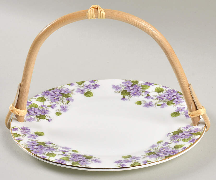 Violet 5 3/8"-5 5/8" Bamboo Handled Serving Plate  HC by Gracie Bone China-1