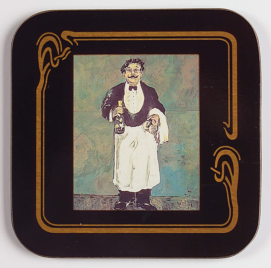 Les Chefs&Les Garcons De La Belle Epoque Square Corkback Coaster by Guy Buffet-1