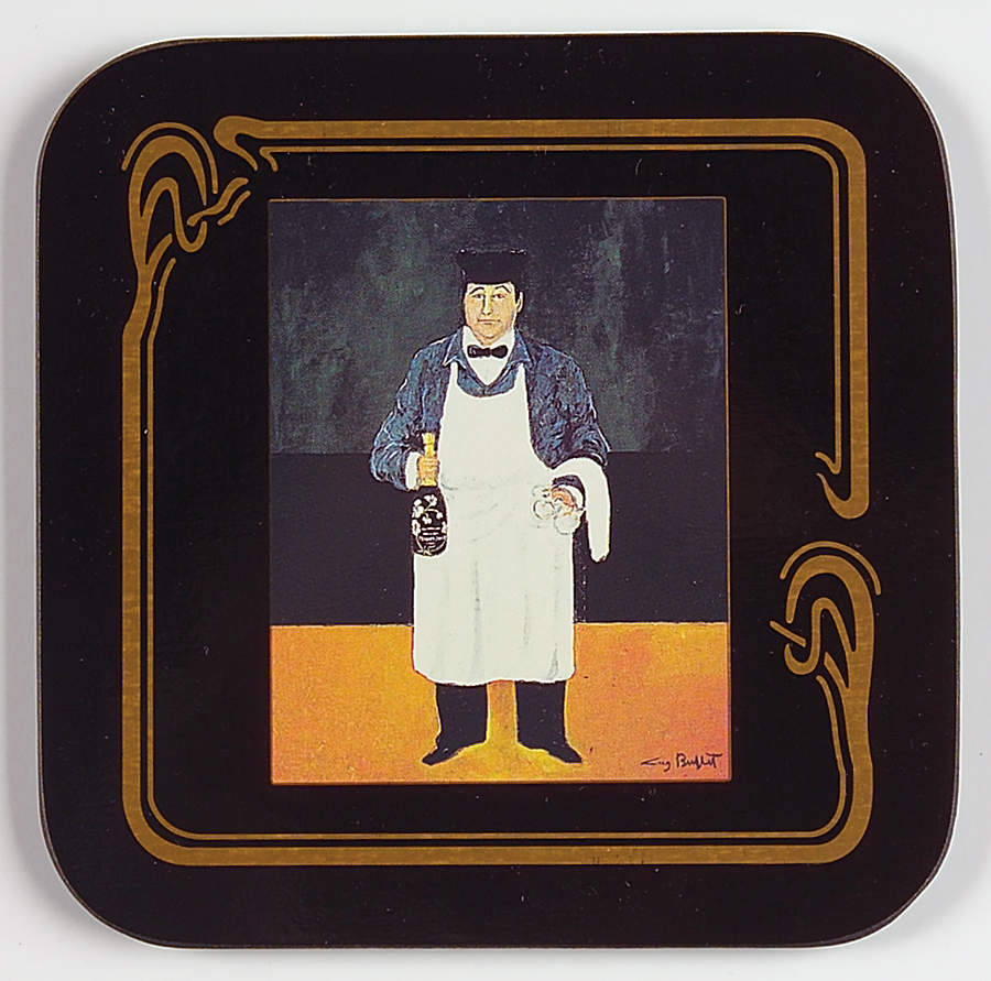 Les Chefs&Les Garcons De La Belle Epoque Square Corkback Coaster by Guy Buffet-1