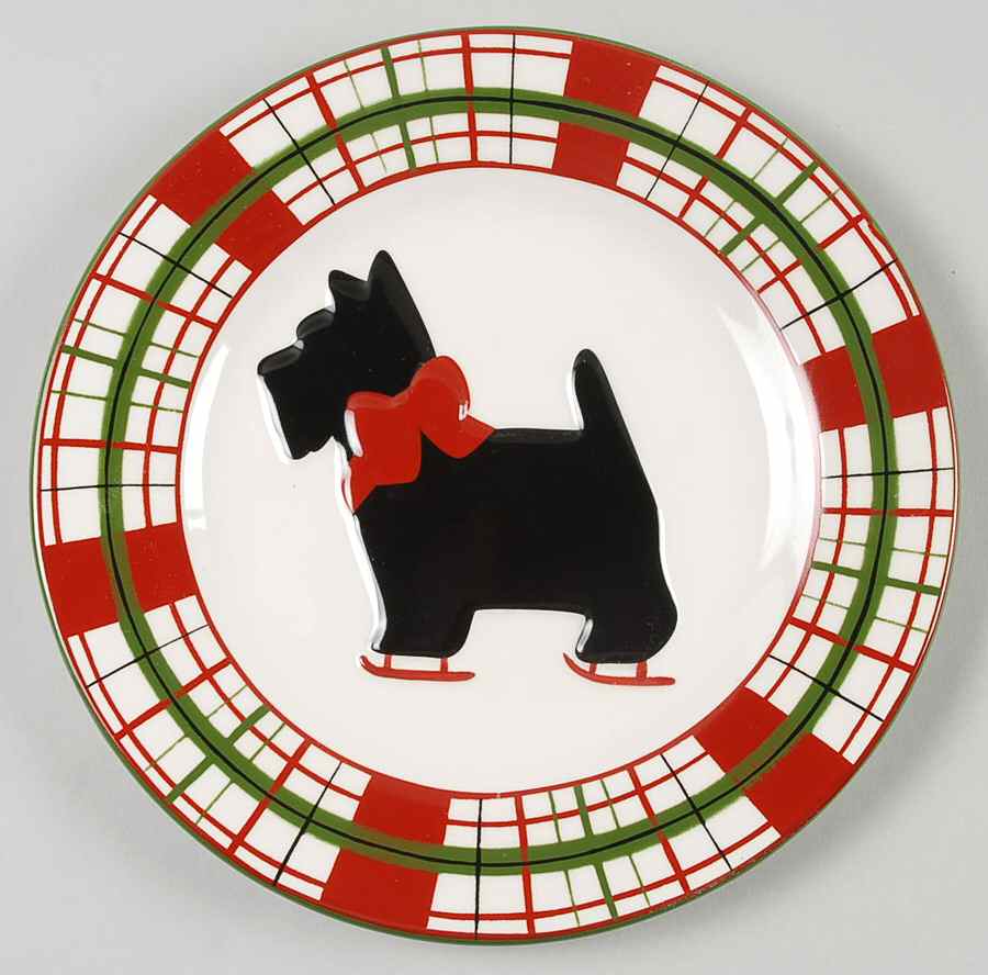 Scottie Plaid Salad/Dessert Plate by Global Design Connections-1